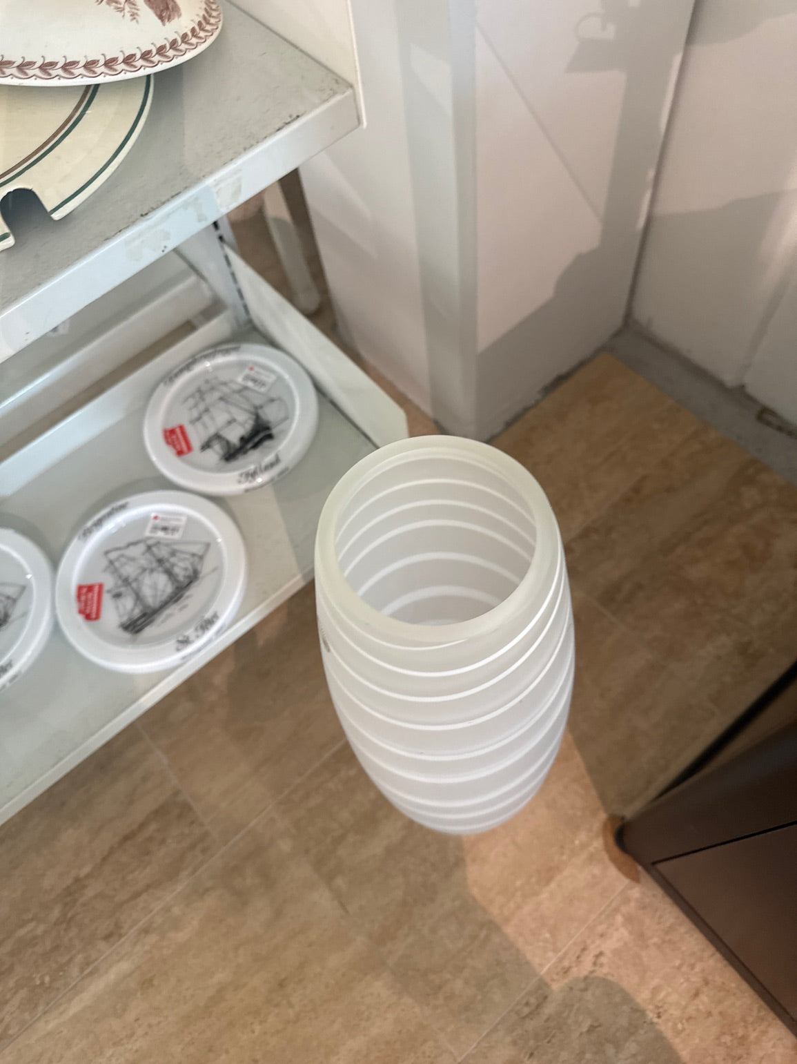 Høj glas vase hvid